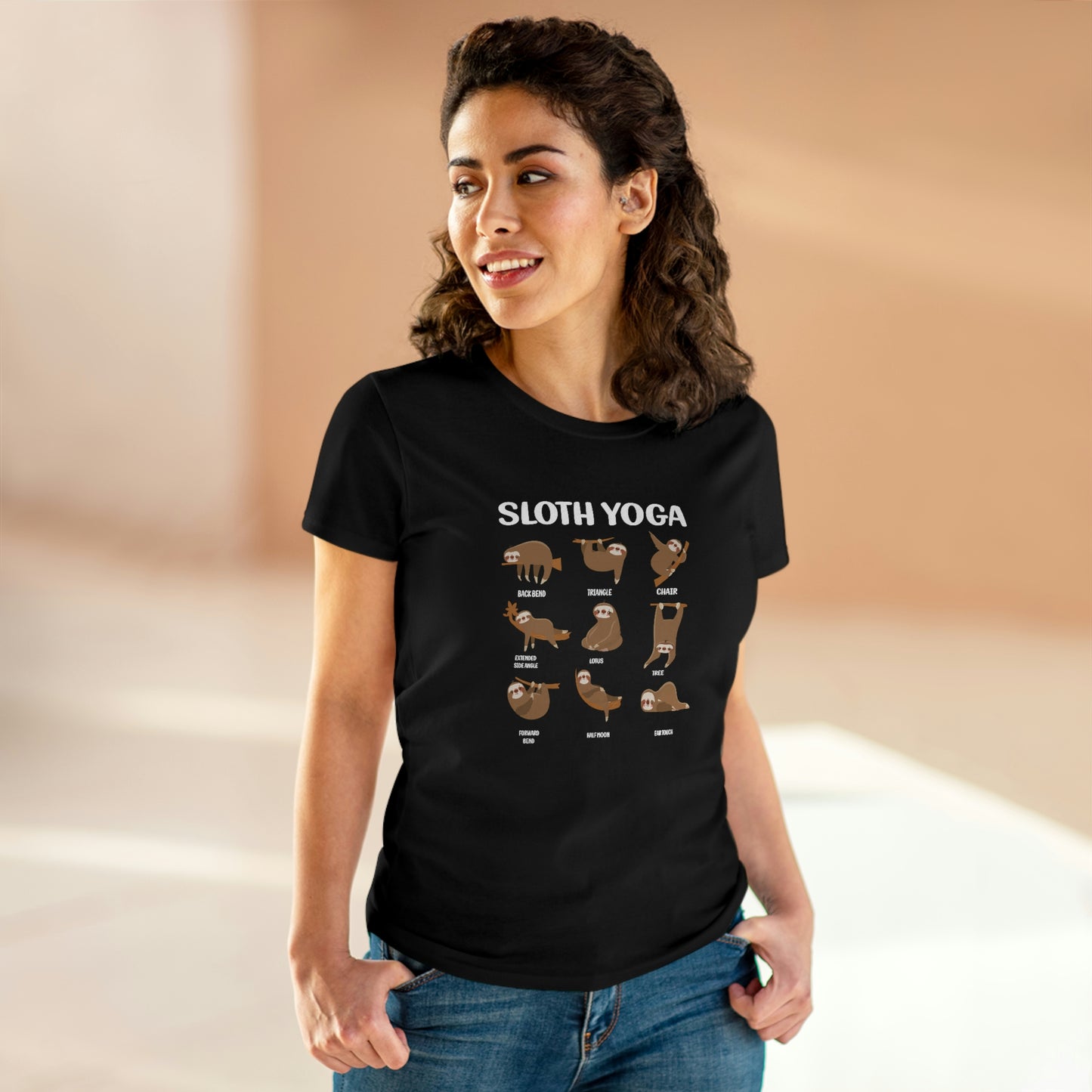 Sloth Yoga Women's Midweight Cotton Tee